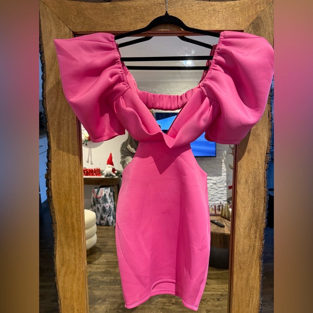 Fashion Nova Vibrant Pink Backless Dress